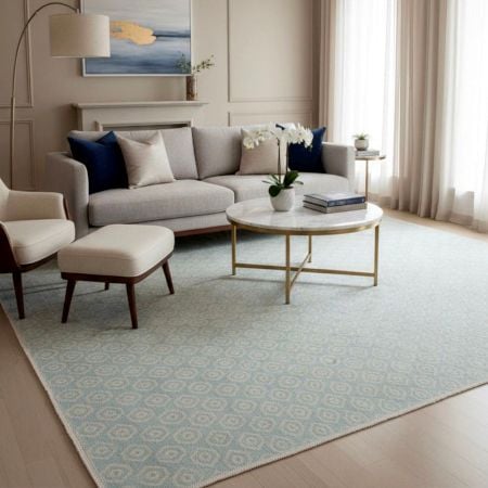 Handmade Premium Cotton and Wool Handknotted Rug for Decorative Floors